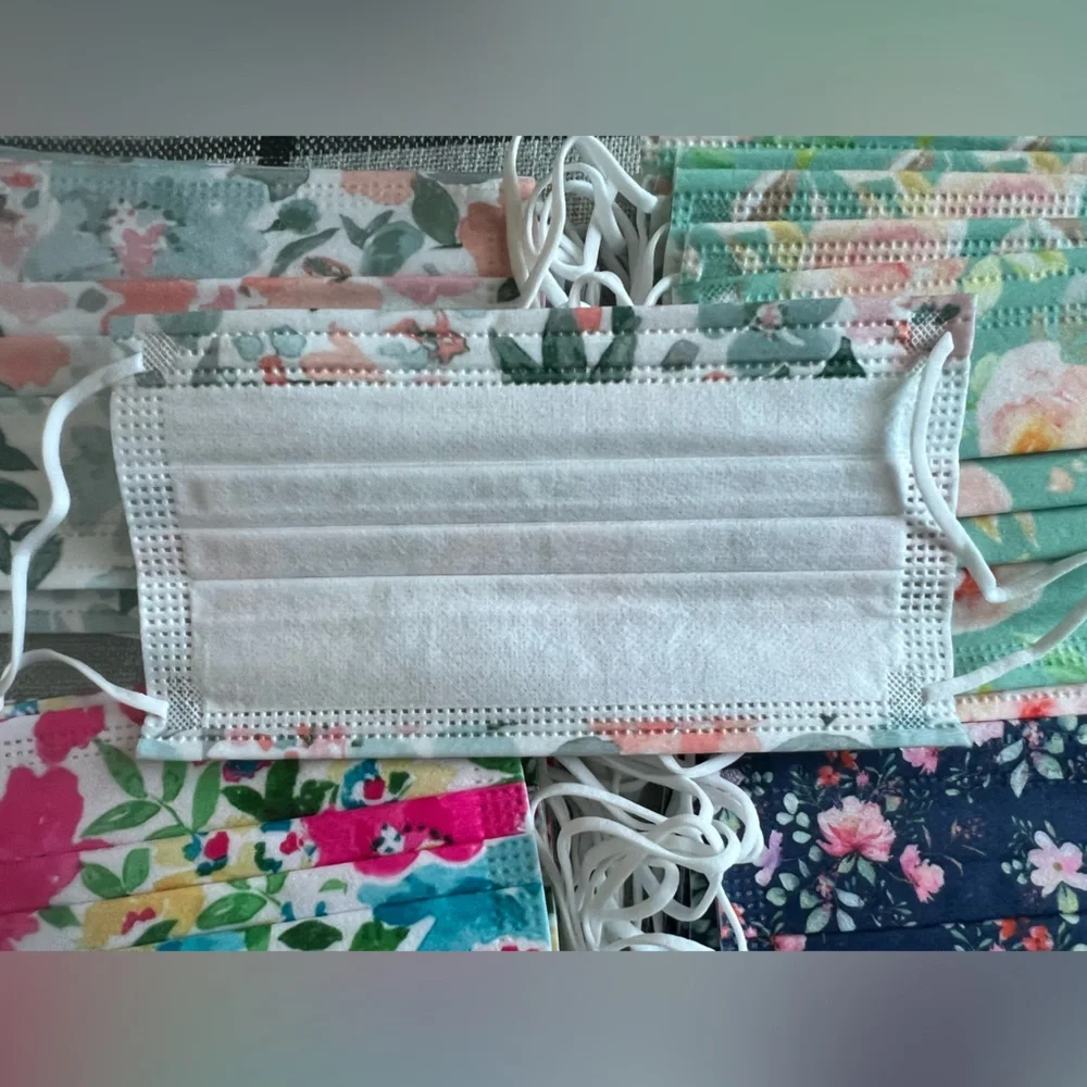 Masks-Disposable Floral Pattern Face Masks Set-40 Pieces